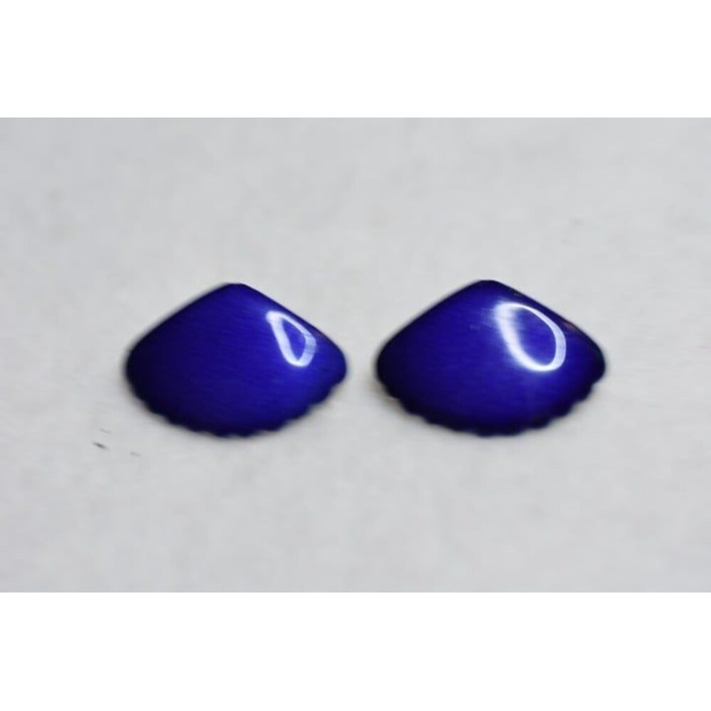Vintage 60's Navy Enamel Silver Tone Shell Shape Post Earrings